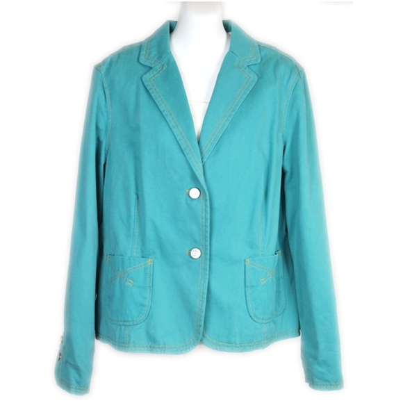 🍄Gap Casual Blazer Jacket Turquoise Teal Blue - Picture 1 of 8